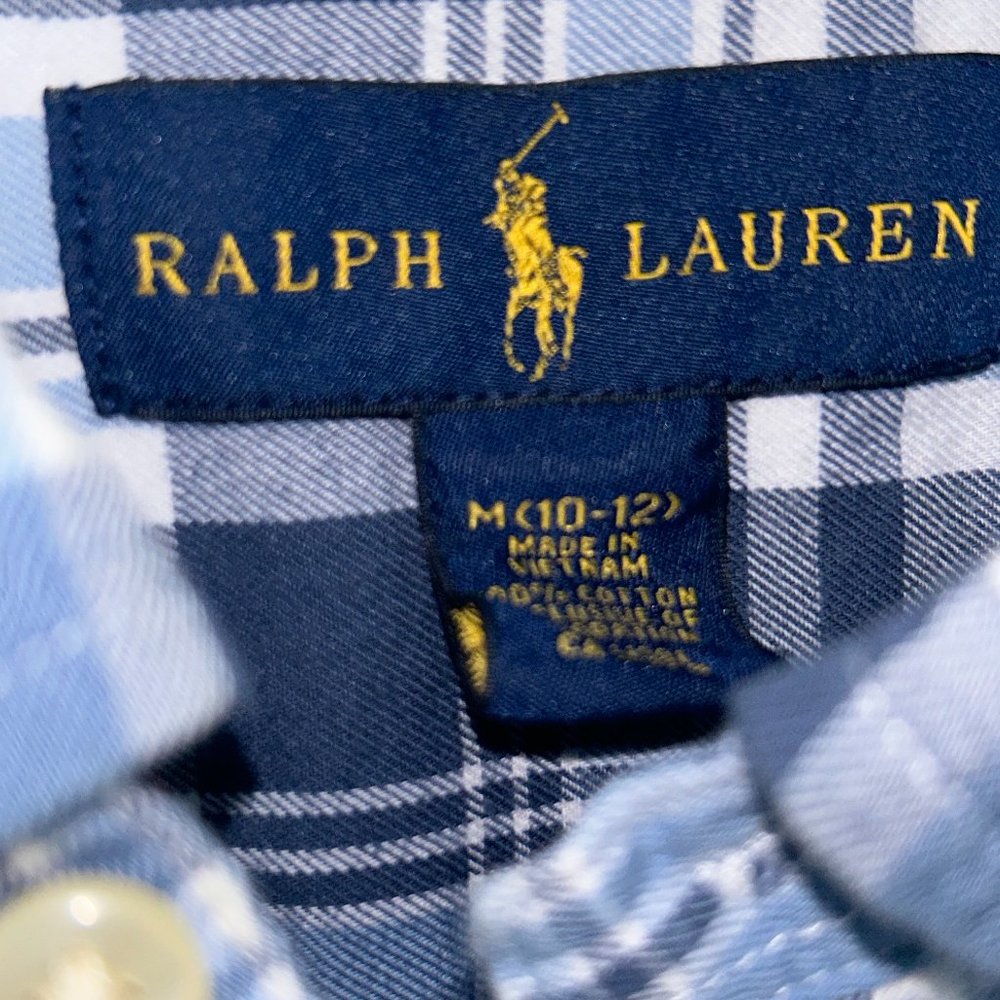 Ralph Lauren plaid flannel shirt boy's sz M 10-12 NWOT - Picture 2 of 4